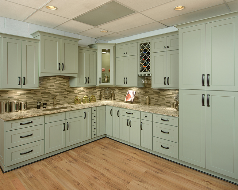 Kitchen with Fresh Sage  Style Ready to Assemble (RTA) Cabinets