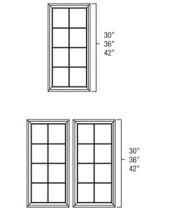 White Shaker 24x30" Double Glass Mullion Doors For Kitchen