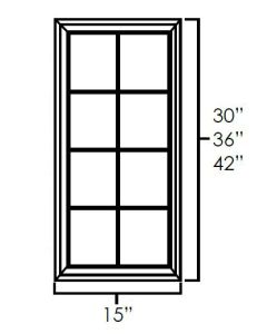 White Shaker 30" Single Glass Diagonal Mullion Door For Kitchen
