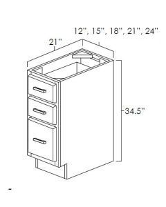 White Shaker 12x21" Vanity Drawer Base Cabinets For Kitchen