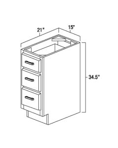 White Shaker 15x21" Vanity Drawer Base Cabinets For Kitchen
