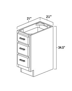 White Shaker 21x21" Vanity Drawer Base Cabinets For Kitchen