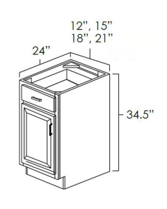 White Shaker 12" Single Door Base Cabinet For Kitchen
