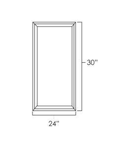 White Shaker  24" x 30" Double Plain Glass Doors For Kitchen